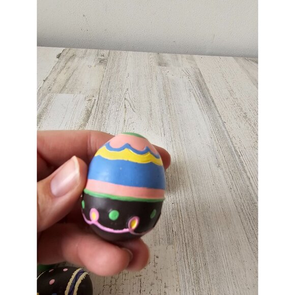 Vintage faux chocolate egg Easter spring decor set pink striped - Picture 8 of 11